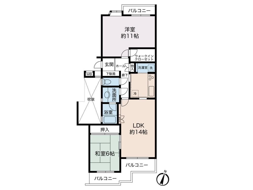 Floor plan. 2LDK, Price 22,800,000 yen, Occupied area 76.42 sq m , Balcony area 12.24 sq m 2LDK + walk-in closet