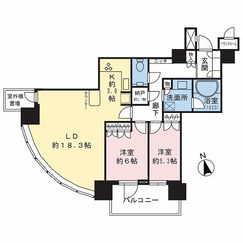 Floor plan. 2LDK, Price 49,800,000 yen, Occupied area 81.47 sq m , Balcony area 9.1 sq m floor plan