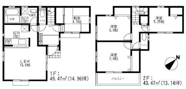 Floor plan. 42,800,000 yen, 4LDK, Land area 117.27 sq m , Building area 92.94 sq m