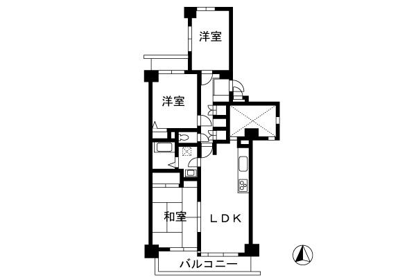 Floor plan. 3LDK, Price 16 million yen, Occupied area 62.67 sq m , Balcony area 8.12 sq m