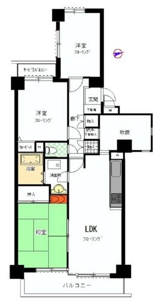 Floor plan. 3LDK, Price 16 million yen, Occupied area 62.67 sq m , Balcony area 8.12 sq m