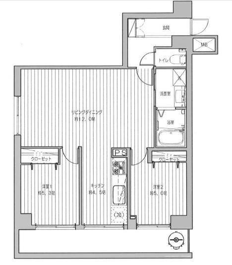 Floor plan. 2LDK, Price 17,900,000 yen, Occupied area 58.86 sq m , Balcony area 8.64 sq m 58.86m2 ・ 2LDK ・ LDK15 quires more ・ Full renovated