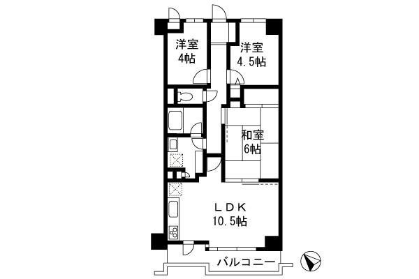 Floor plan. 3LDK, Price 13.8 million yen, Occupied area 56.66 sq m , Balcony area 6.6 sq m
