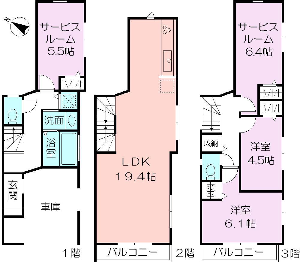 Floor plan. 34,800,000 yen, 3LDK + S (storeroom), Land area 65.18 sq m , Building area 111.72 sq m