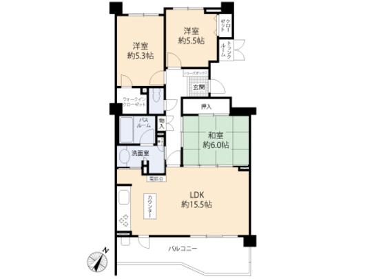 Floor plan. 3LDK, Price 34,900,000 yen, Occupied area 78.67 sq m , Balcony area 12.35 sq m floor plan