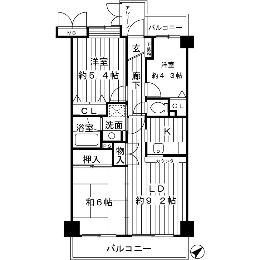 Floor plan. 3LDK, Price 18.9 million yen, Occupied area 60.77 sq m , Balcony area 10.18 sq m