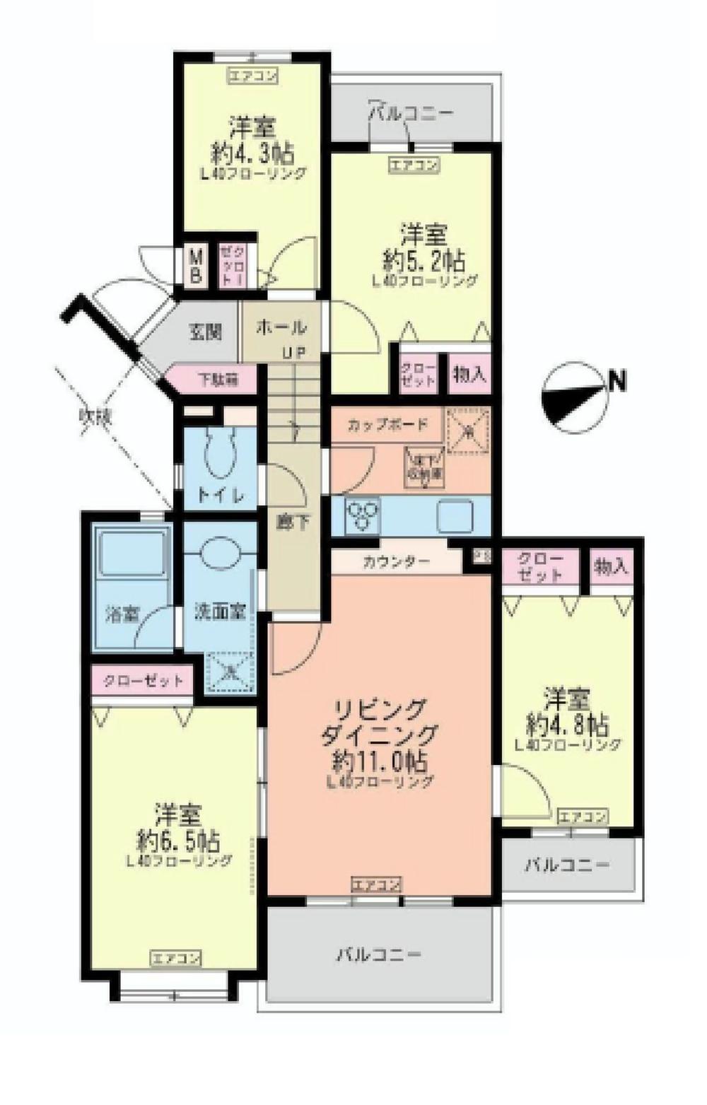 Floor plan. 4LDK, Price 15.8 million yen, Occupied area 73.73 sq m , Balcony area 10.21 sq m