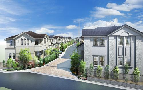 Rendering (appearance). And old-fashioned streets, In the city of lush seasonal nature remains of "Tsurugamine", Foster community "Kingdom ・ To center the load. ", Town birth of all 20 House spread comfortably wearing a green (rooftops Rendering)