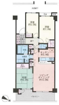Floor plan. 3LDK, Price 24,300,000 yen, Footprint 75 sq m site