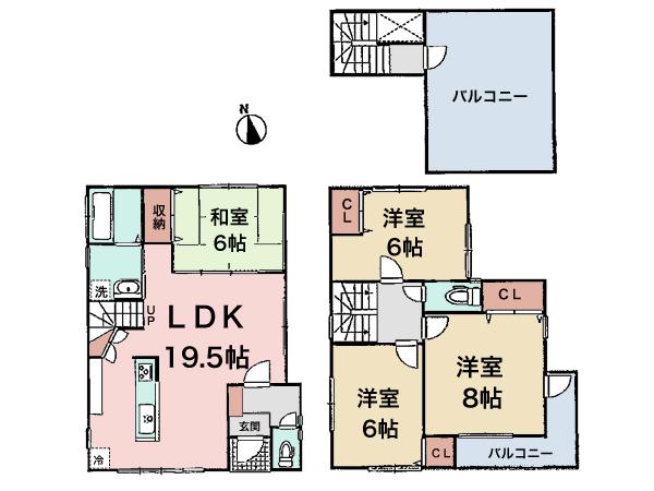 Floor plan. 42,500,000 yen, 4LDK, Land area 158.7 sq m , Building area 104.94 sq m large 4LDK + roof balcony! Building specifications up a notch is attractive.
