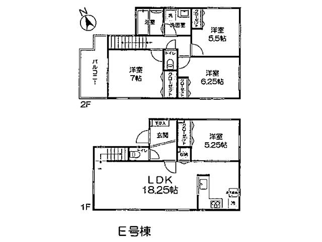 Floor plan. (E Building), Price 37,800,000 yen, 4LDK, Land area 100.33 sq m , Building area 97.71 sq m