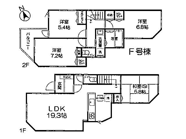 Floor plan. (F Building), Price 36,800,000 yen, 4LDK, Land area 147.29 sq m , Building area 96.57 sq m