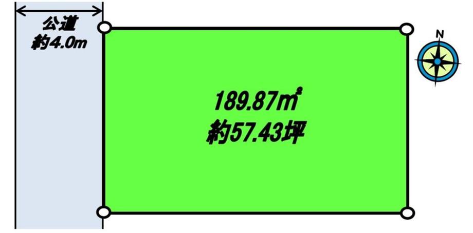 Compartment figure. Land price 34,800,000 yen, Land area 189.87 sq m land 57 square meters shaping land