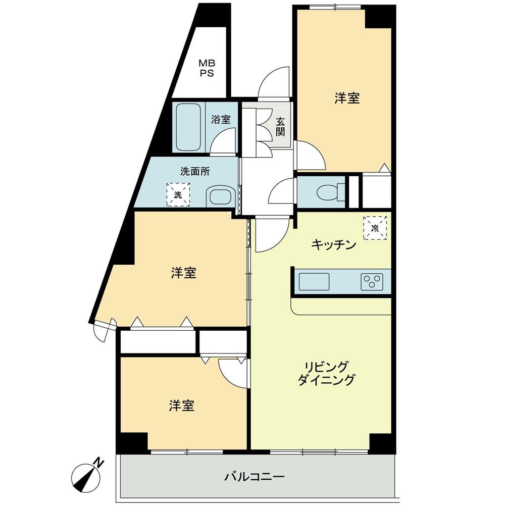 Floor plan. 3LDK, Price 26,300,000 yen, Occupied area 71.78 sq m , Balcony area 7.93 sq m apartment floor plan