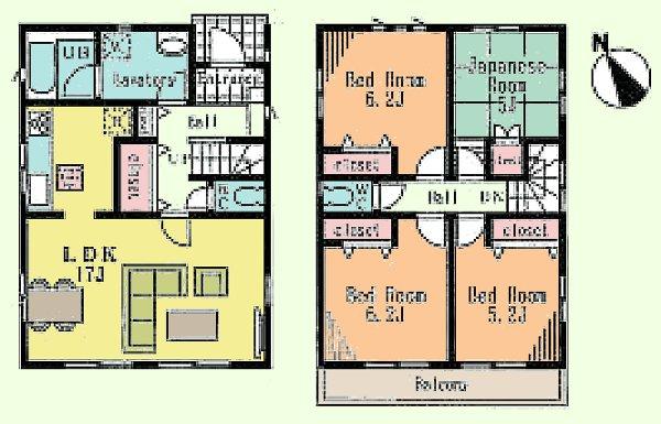 Floor plan. (3 Building), Price 39,800,000 yen, 4LDK, Land area 100.33 sq m , Building area 93.14 sq m