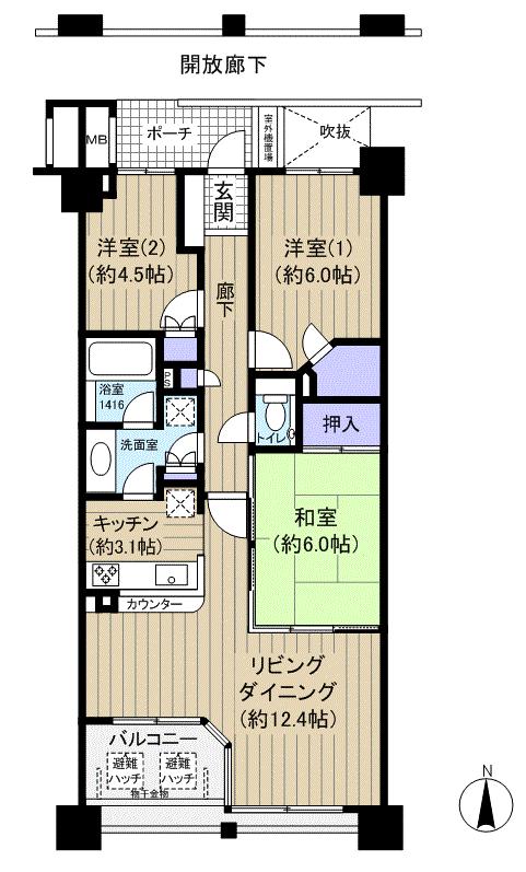 Floor plan. 3LDK, Price 31 million yen, Occupied area 72.04 sq m , Balcony area 5.82 sq m