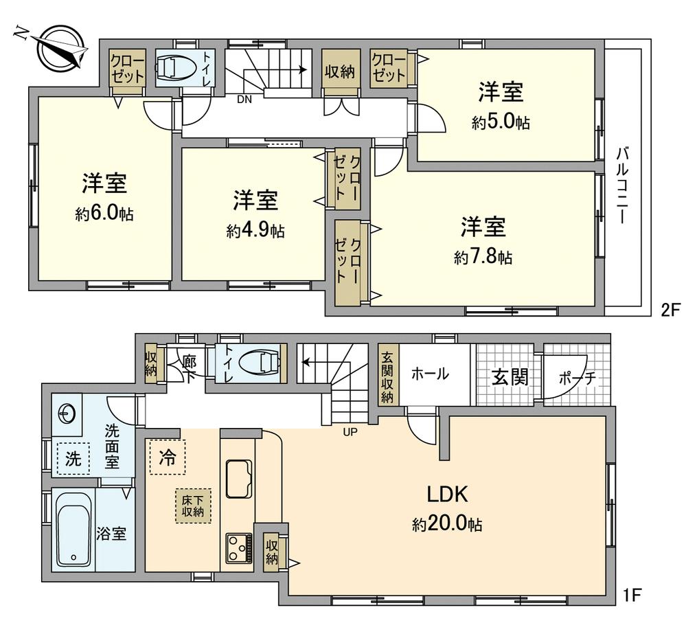 Floor plan. (1 Building), Price 51,800,000 yen, 4LDK, Land area 110.01 sq m , Building area 99.86 sq m