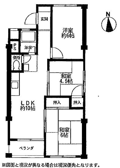 Floor plan. 3LDK, Price 11.8 million yen, Occupied area 56.34 sq m , Balcony area 3 sq m