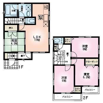 Floor plan. 23.5 million yen, 4LDK, Land area 114.87 sq m , Building area 80.18 sq m