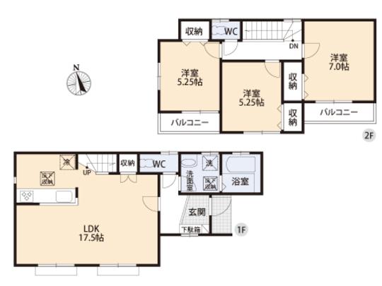 Floor plan. 34,800,000 yen, 3LDK, Land area 108.68 sq m , Building area 84.46 sq m floor plan
