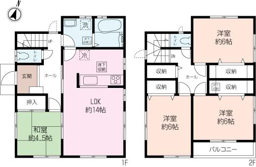 Floor plan. 37,800,000 yen, 4LDK, Land area 126.09 sq m , Building area 96.05 sq m