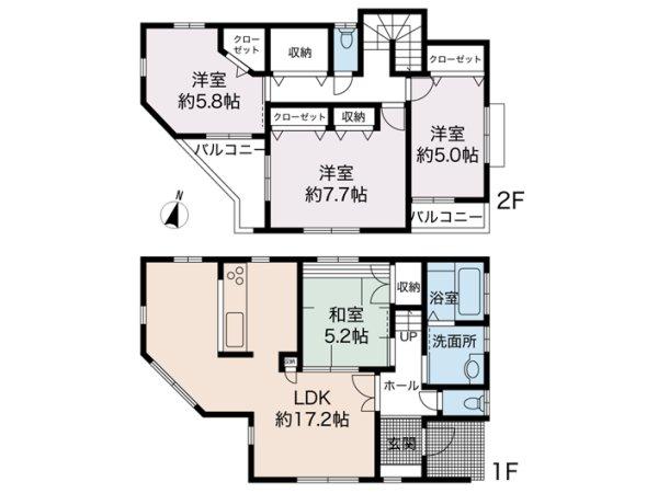 Floor plan. (B Building), Price 42,800,000 yen, 4LDK, Land area 125.37 sq m , Building area 95.02 sq m