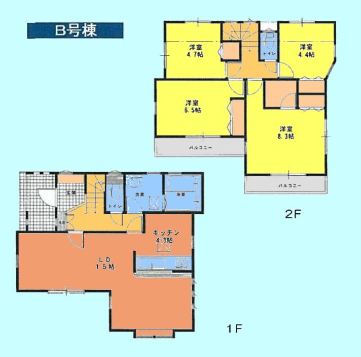 Floor plan. (B Building), Price 38,800,000 yen, 4LDK, Land area 103.25 sq m , Building area 99.99 sq m