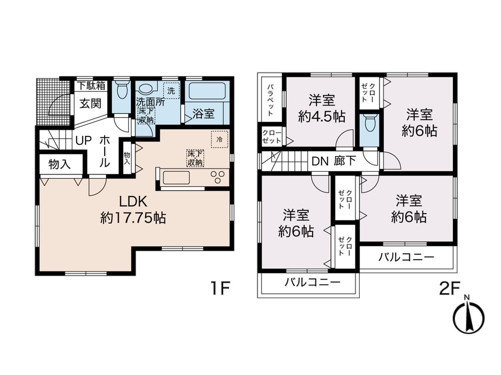 Floor plan. Price 41,800,000 yen, 4LDK, Land area 101 sq m , Building area 95.22 sq m