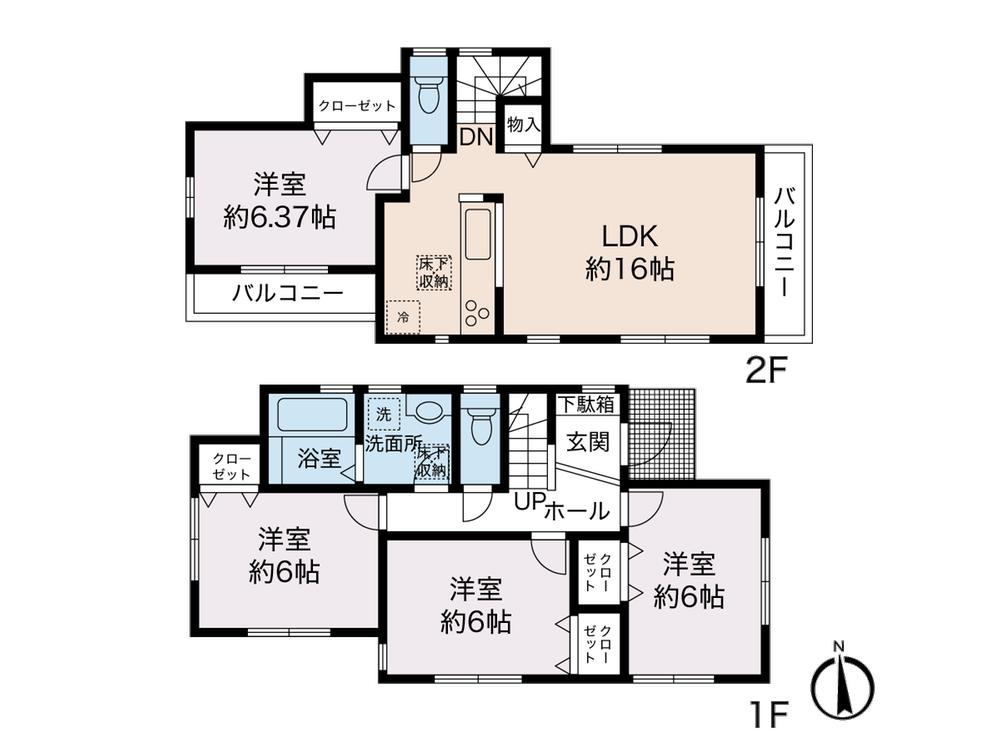 Floor plan. Price 41,800,000 yen, 4LDK, Land area 105.93 sq m , Building area 93.36 sq m