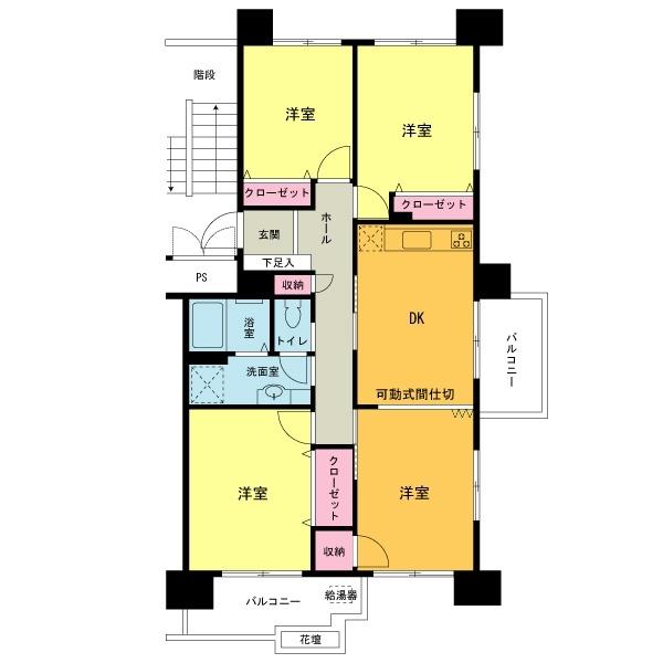 Floor plan. 4DK, Price 12.8 million yen, Occupied area 70.23 sq m , Balcony area 9.33 sq m