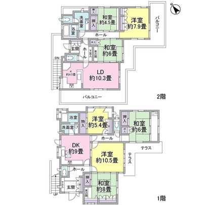 Floor plan. Complete separation 2 family house