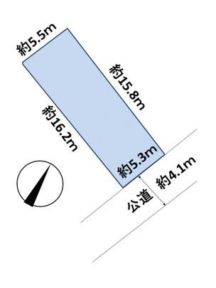 Compartment figure. Land area 88.79 sq m . There is no difference in height between the road.
