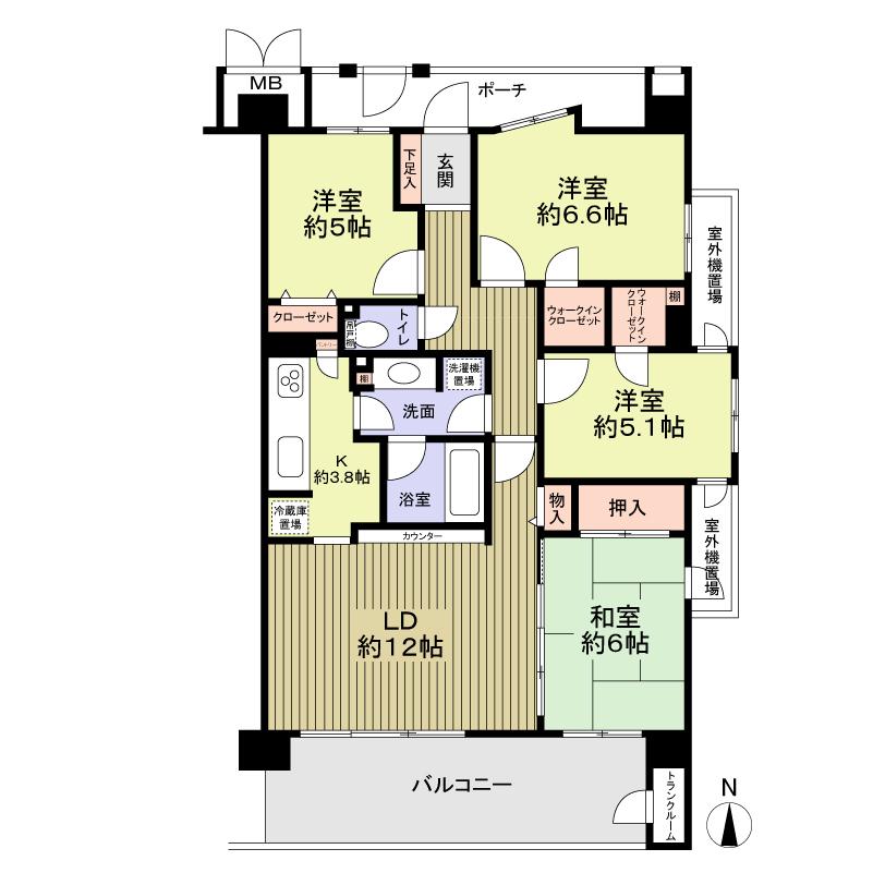 Floor plan. 4LDK, Price 24,900,000 yen, Occupied area 86.32 sq m , Balcony area 13.9 sq m