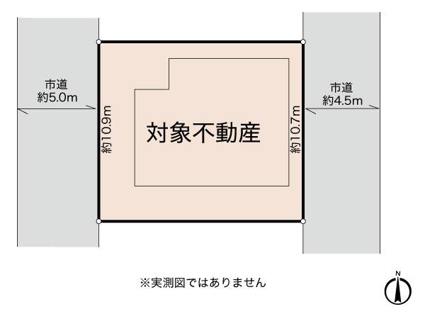 Compartment figure. Land price 19,800,000 yen, It is a land area 132.32 sq m topographic map. Double-sided road is characterized by. It illuminates the home bright from both directions.