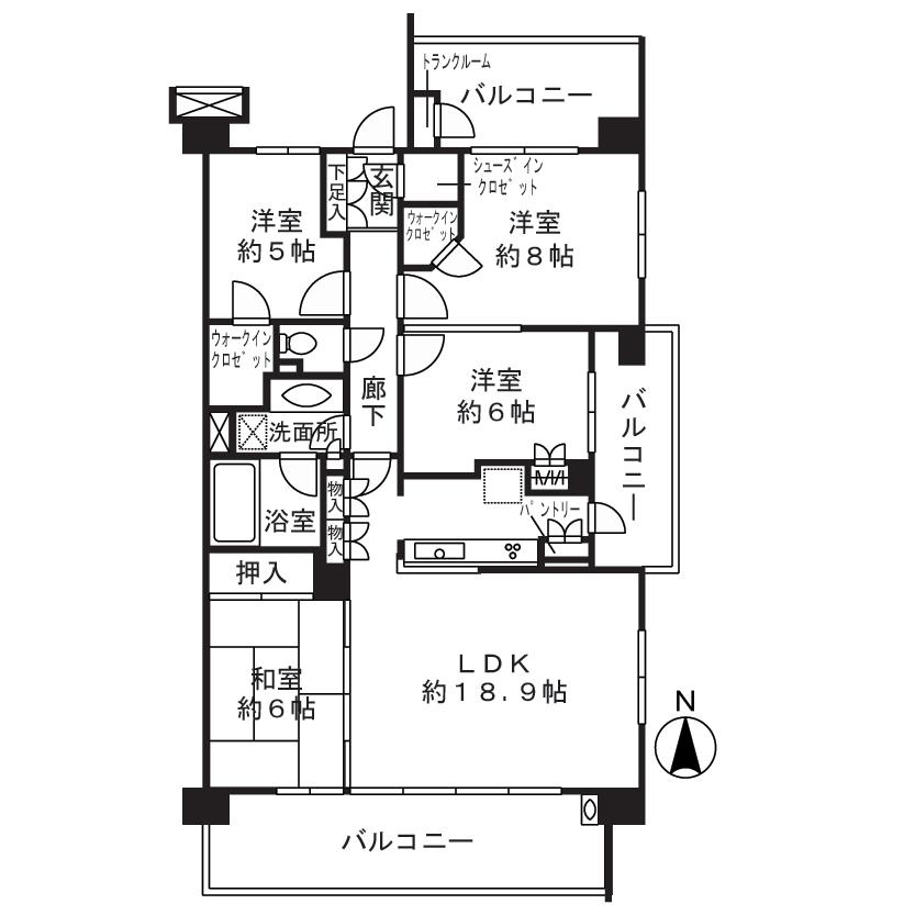 Floor plan. 4LDK, Price 37,800,000 yen, Occupied area 96.12 sq m , Balcony area 31.74 sq m