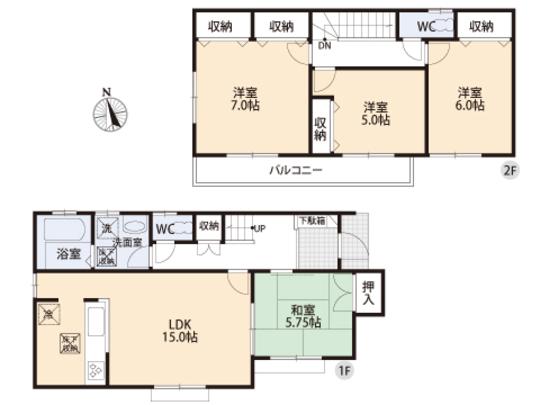 Floor plan. 38,800,000 yen, 4LDK, Land area 125.24 sq m , Building area 97.71 sq m floor plan
