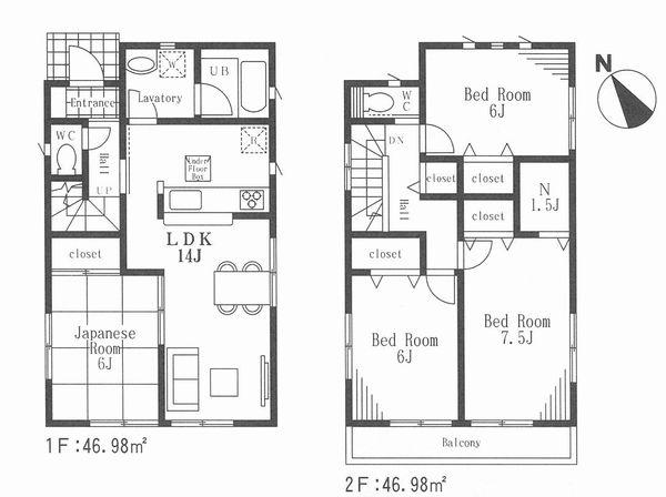 Floor plan. (4 Building), Price 38,800,000 yen, 4LDK, Land area 112.28 sq m , Building area 93.96 sq m