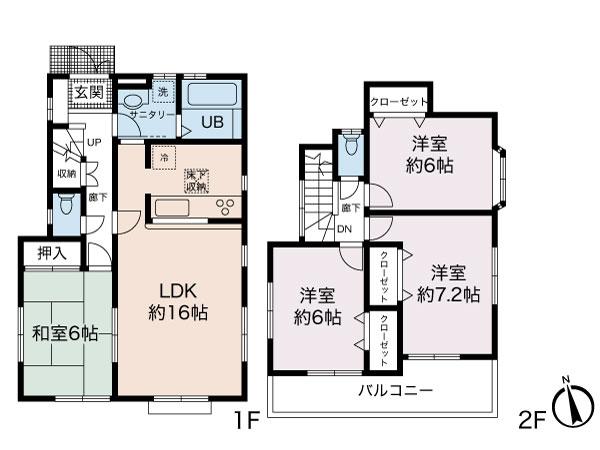Floor plan. 41,800,000 yen, 4LDK, Land area 136.98 sq m , Building area 96.05 sq m