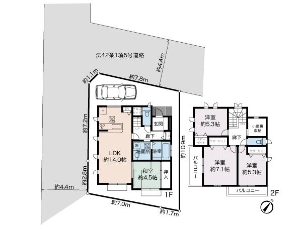 Floor plan. 38,800,000 yen, 4LDK, Land area 94.42 sq m , Building area 91.08 sq m