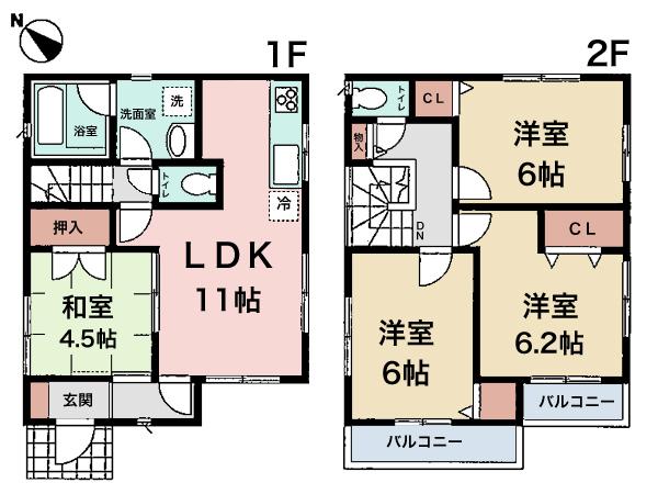 Floor plan. (1 Building), Price 23.5 million yen, 4LDK, Land area 114.87 sq m , Building area 80.18 sq m