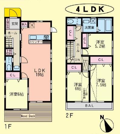 Floor plan. (A Building), Price 39,500,000 yen, 4LDK, Land area 155.75 sq m , Building area 110.13 sq m