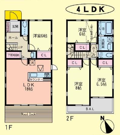 Floor plan. (B Building), Price 38,800,000 yen, 4LDK, Land area 155.74 sq m , Building area 106.82 sq m