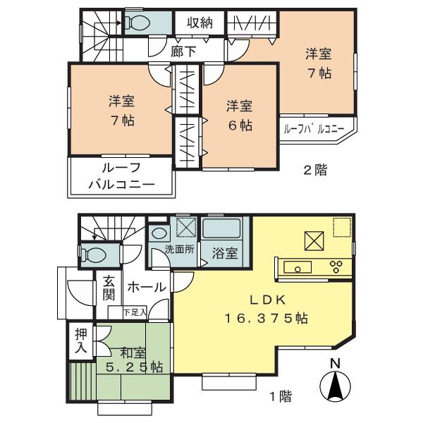 Floor plan. 34,800,000 yen, 4LDK, Land area 125.46 sq m , Building area 99.99 sq m
