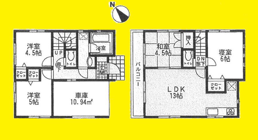 Floor plan. 25,800,000 yen, 4LDK, Land area 110.1 sq m , Building area 87.48 sq m