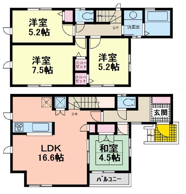 Floor plan. 34,900,000 yen, 4LDK, Land area 101.02 sq m , Building area 91.08 sq m floor plan