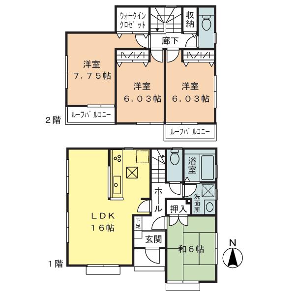 Floor plan. 33,800,000 yen, 4LDK, Land area 125.5 sq m , Building area 98.95 sq m