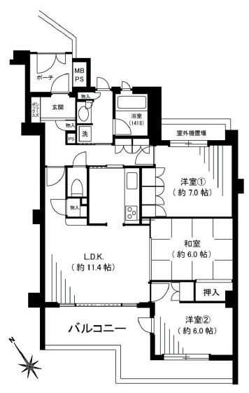 Floor plan. 3LDK, Price 31,900,000 yen, Occupied area 77.55 sq m , Balcony area 14.23 sq m   ■ LDK housed in about 11.4 Pledge also rich 3LDK!  [Floor plan]