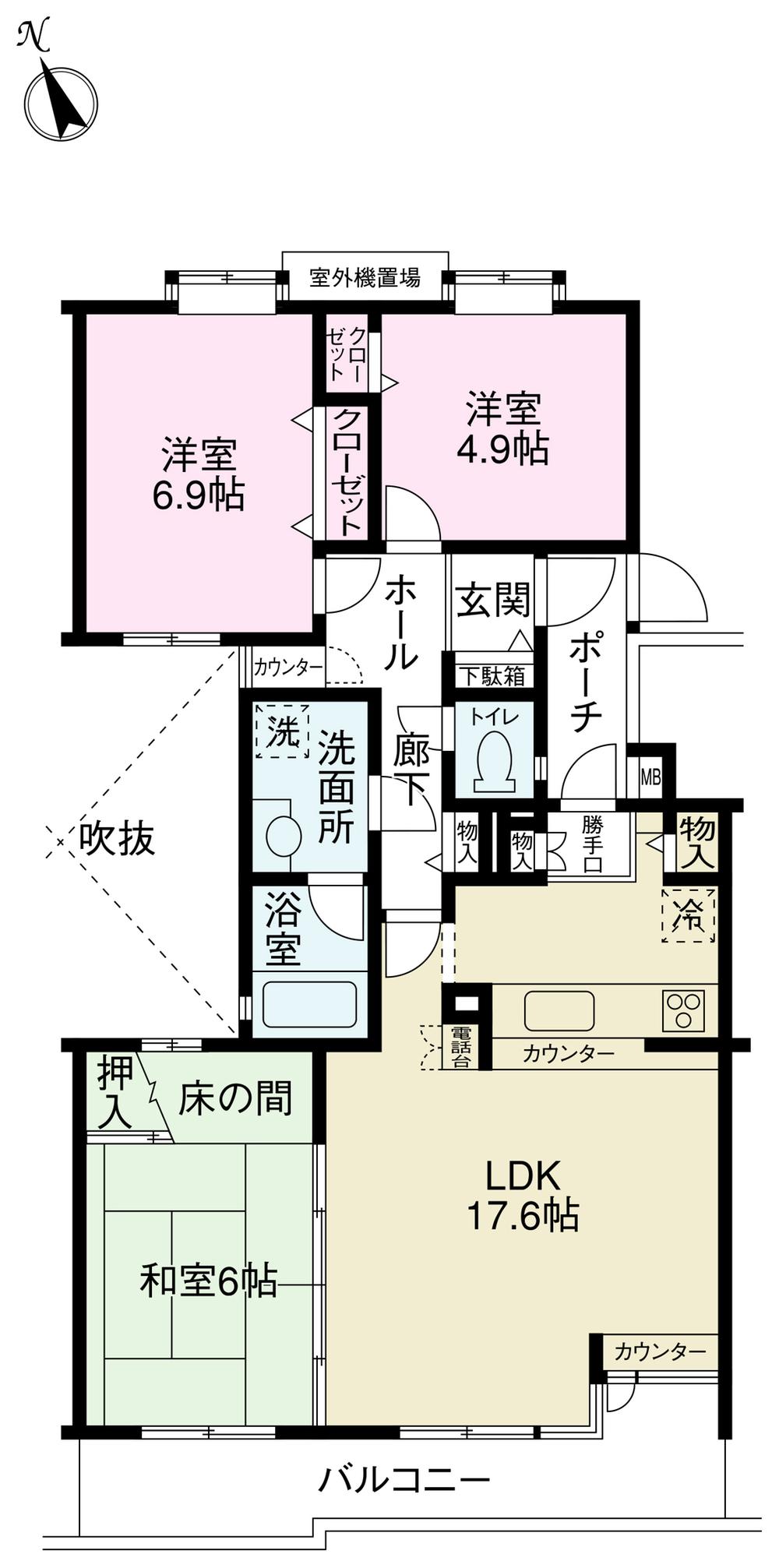 Floor plan. 3LDK, Price 23.8 million yen, Occupied area 82.29 sq m , Balcony area 10.84 sq m