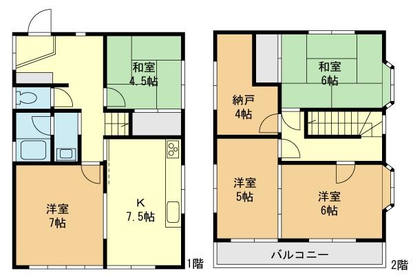 Floor plan. 27,800,000 yen, 5DK+S, Land area 256.95 sq m , Building area 91.29 sq m floor plan