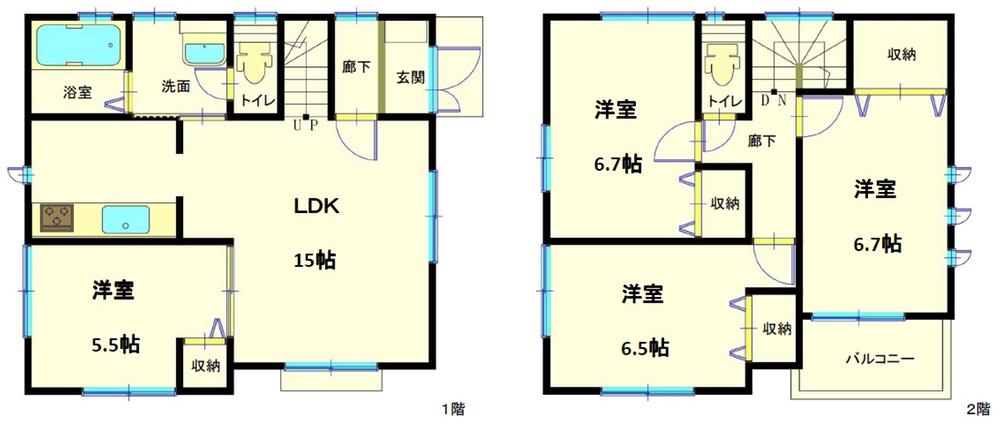 Floor plan. 39,800,000 yen, 4LDK, Land area 96.44 sq m , Building area 93.56 sq m